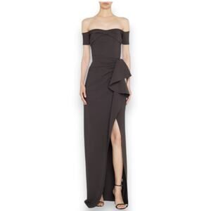 Chiara Boni Mirla US‎ 8 IT 44 Ruffled Wrap Maxi Dress Black Formal Sophisticated